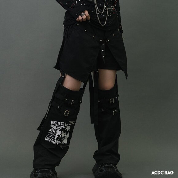 NEW ACDC RAG - Punk Revival 1033 Black Detachable Bondage Pants - Picture 3 of 11